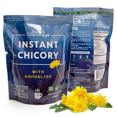 CHICORAYA Café instantáneo de achicoria, lo mejor para descafeinado y dieta, mezcla de bebidas cetogénicas y veganas, alternativa sustitutiva de