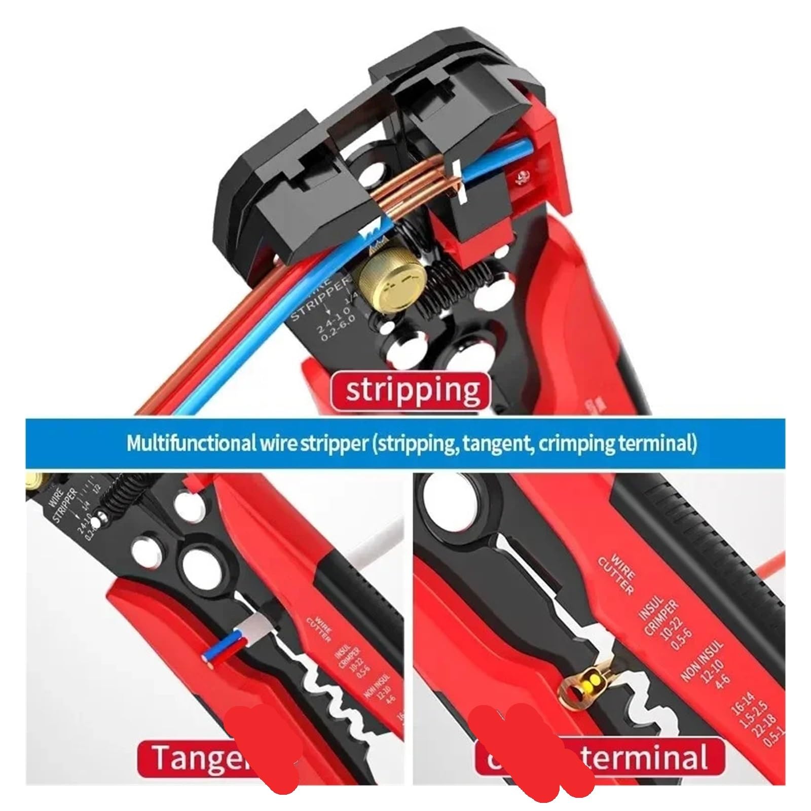 Pelacables Electricista Alicates multifuncionales for pelar Cables, Herramientas Pelacables de Electricista Profesional, Pelacables automático Ajustable para Cables Eléctricos
