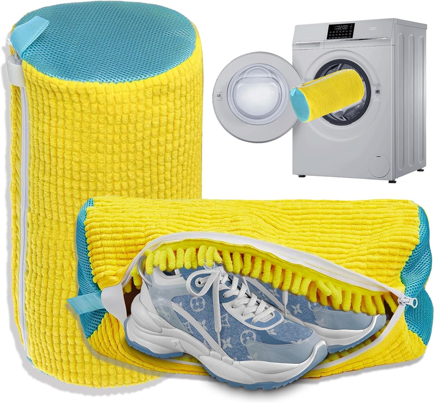 Shoe Washing Bags for Laundry Shoe Bag for Washing Machine 2Pcs Washer and Dryer Shoes Laundry Bags for Sneakers Reusable Shoe Cleaning Bag for All Shoes Types and Sizes (Yellow)