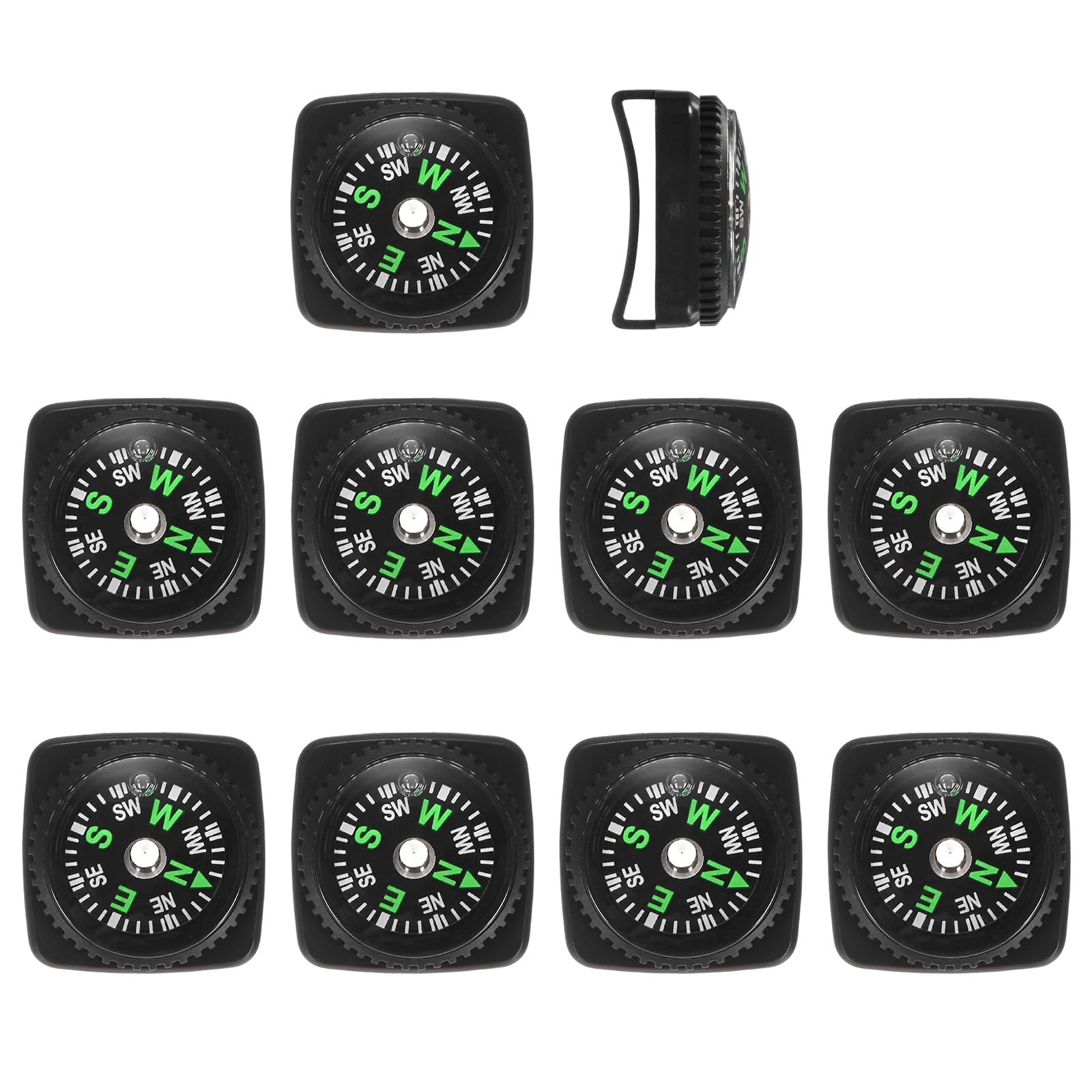 TIXIPEM 10PCS Wrist Compass 20mm for Hiking Black Liquid Filled Button