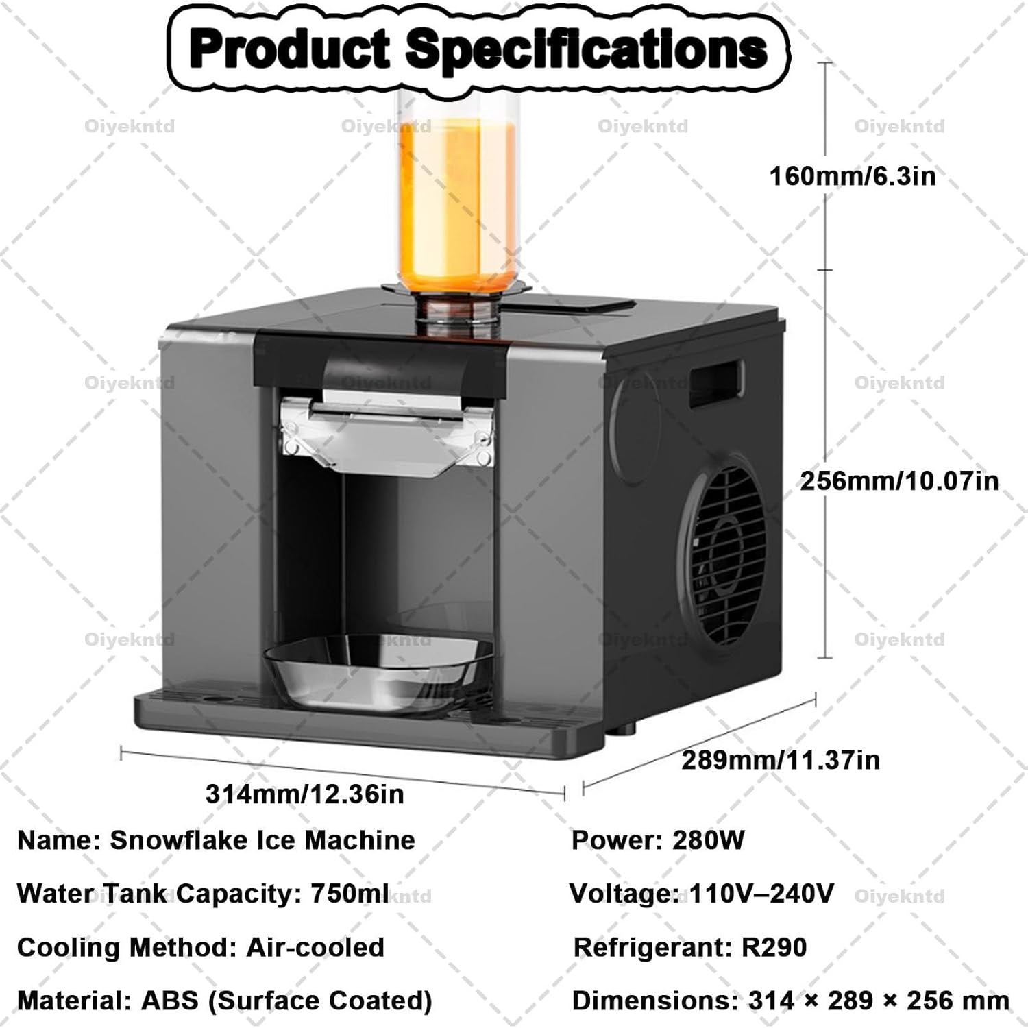 Automatic Snowflake Ice Machine, 60kg/24h Shaved Ice Machine with Touch Screen, Rapid Cooling, Snowflake Ice Maker for Dessert, Ice Cream, Suitable for Party＆Commercial Use Black