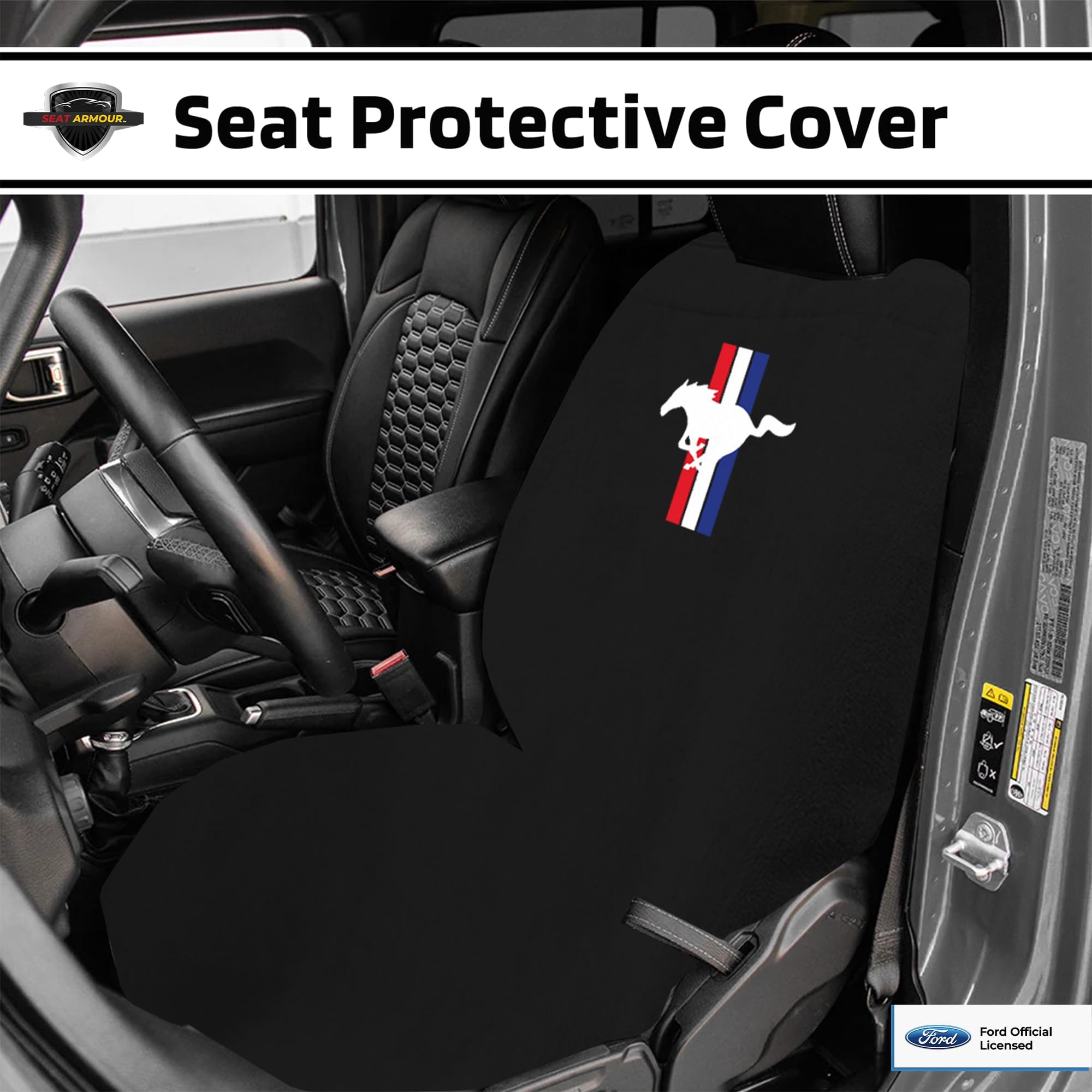 Seat Armour SA100PONB Black 'Ford Mustang Pony' Seat Protector Towel