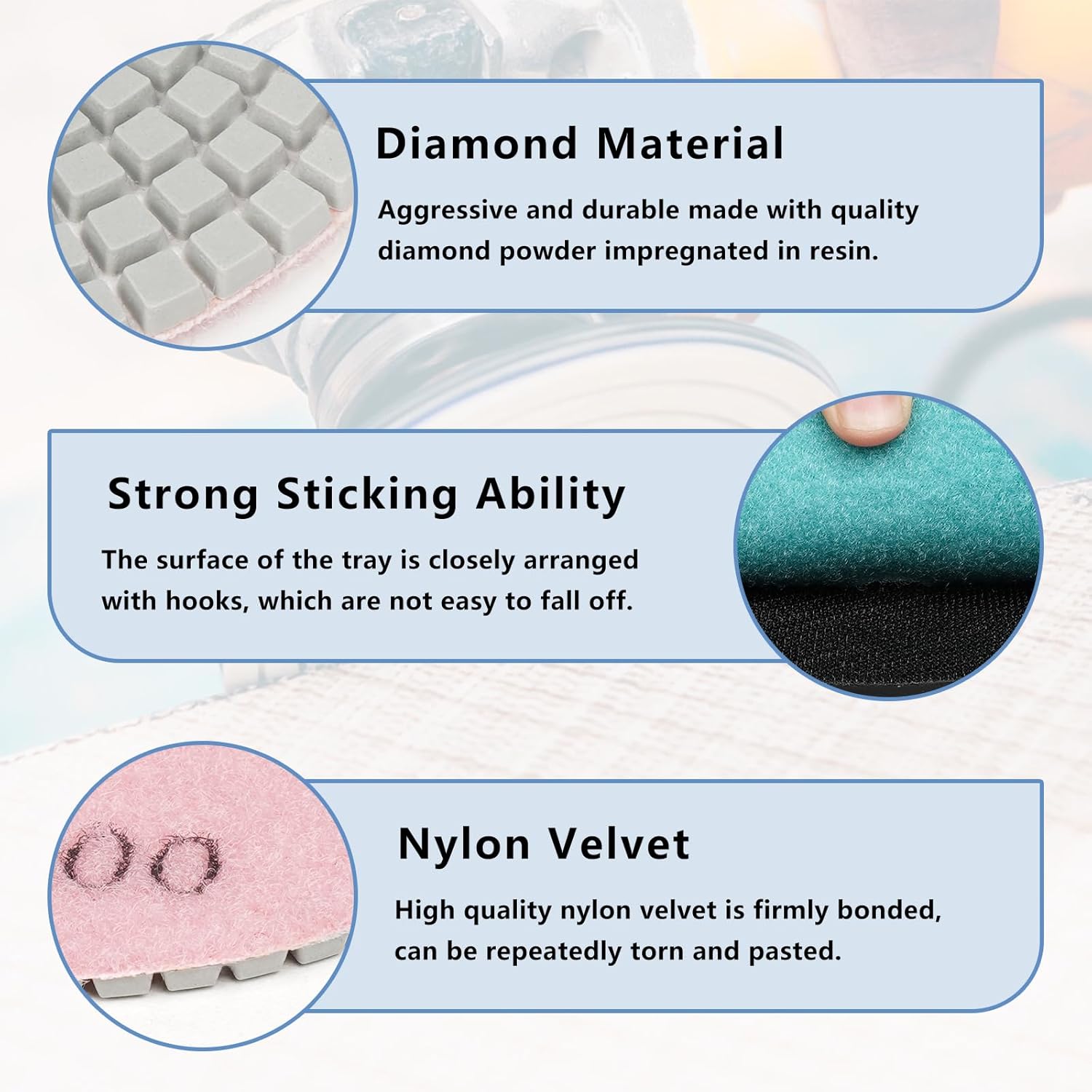 4 Inch Diamond Polishing Pads 13PCS Wet/Dry Polish Pad Kit for Drill Grinder Polisher 50-6000 Grit Pads for Granite Marble Concrete Stone Countertop Quartz Polishing