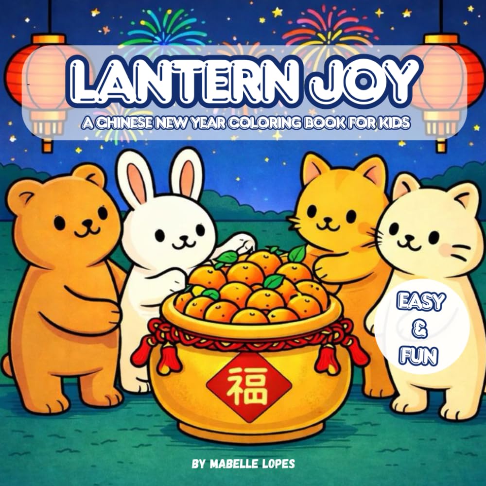 Lantern Joy: Chinese New Year Coloring Book for Kids with Cute Animals, Lanterns and Lucky Symbols: A Fun and Easy Lunar New Year Coloring Book for ... Bold, Simple Pages Perfect for Little Hands