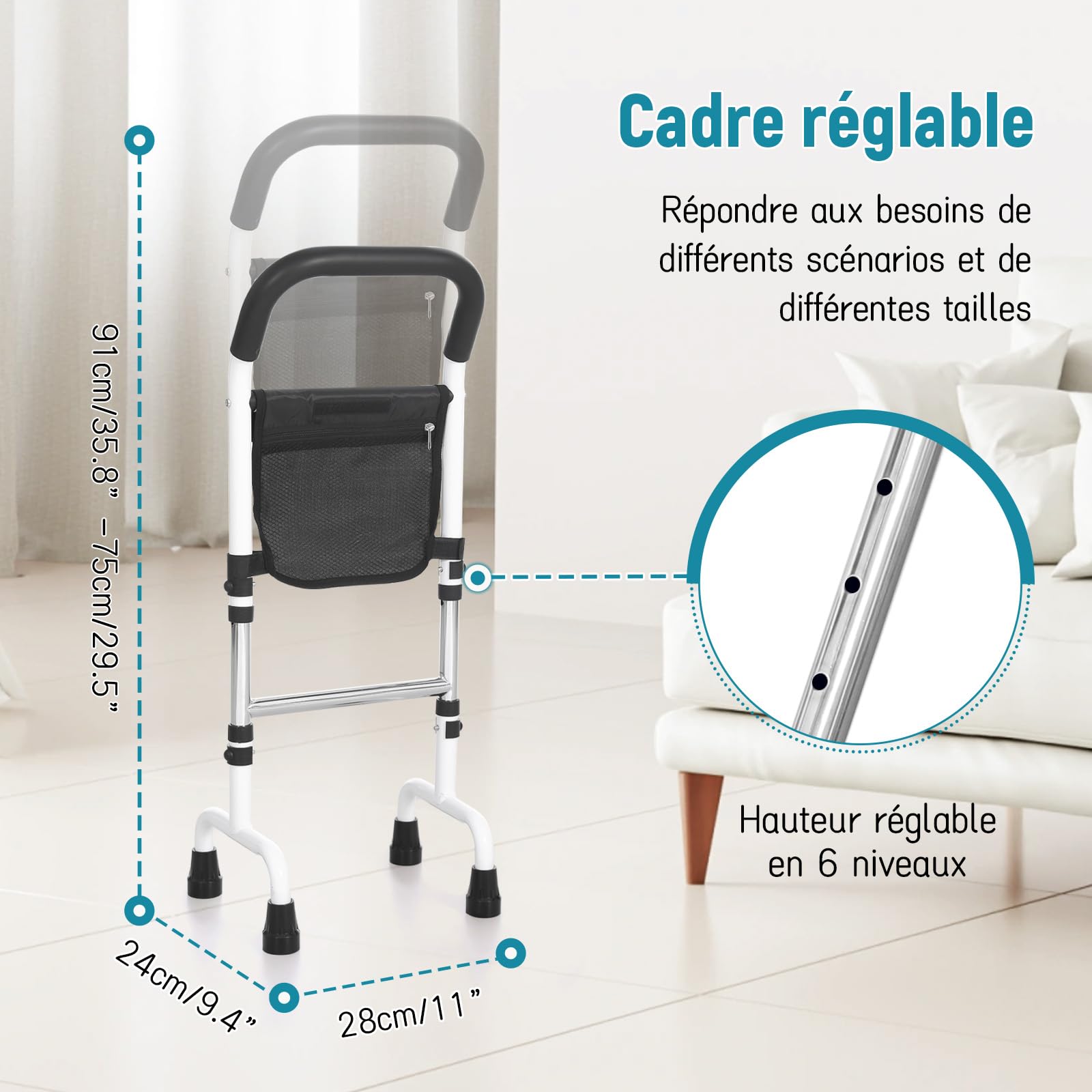 Aide au redressement des personnes âgées - Aide au lever du lit, des toilettes, du sol et du canapé - Aide à la stabilité