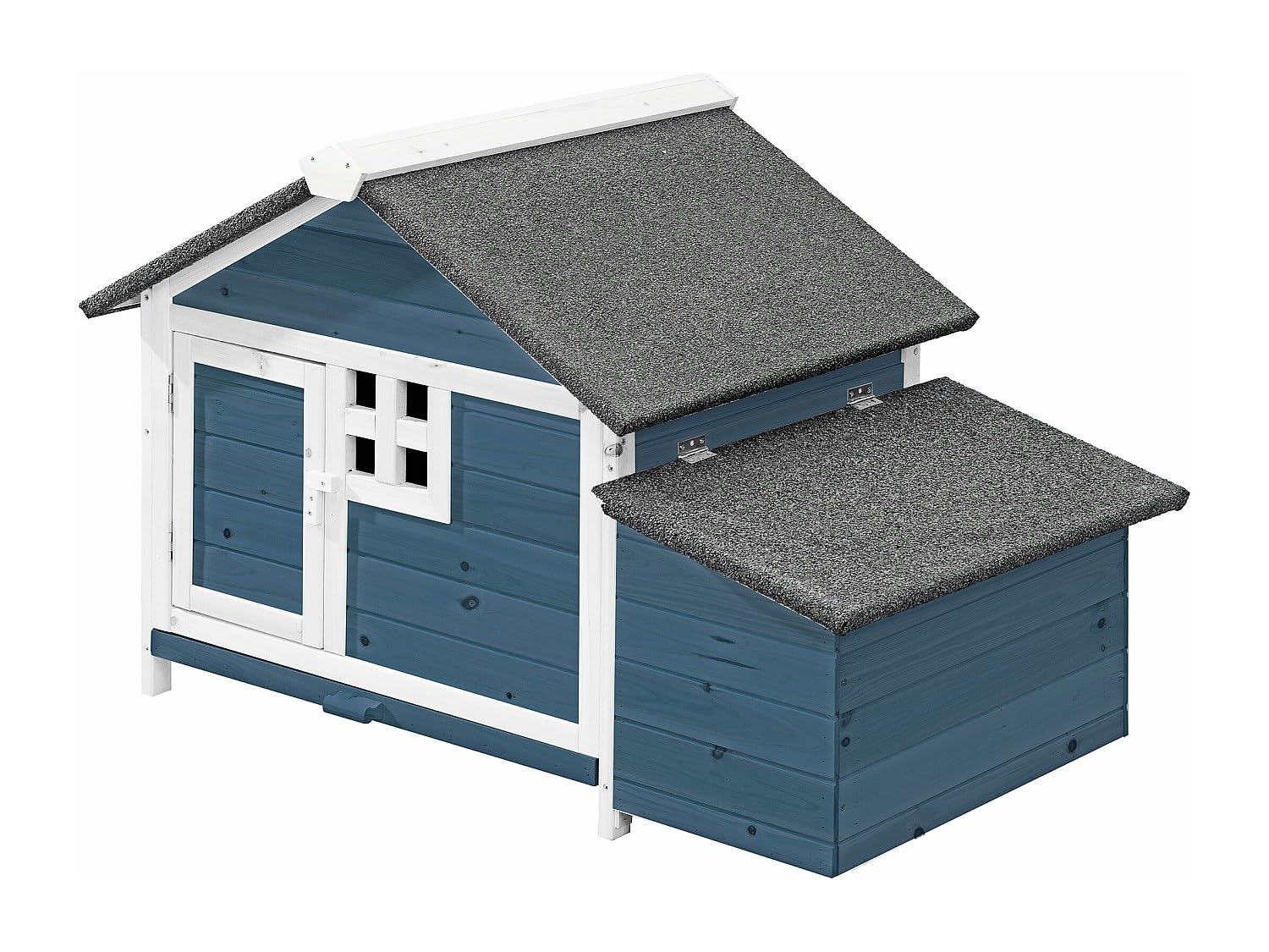 Vente-unique - Poulailler en Bois avec pondoir - 2 Poules - L. 106 x P. 64 x H.71 cm - Bleu et Blanc - ANSER