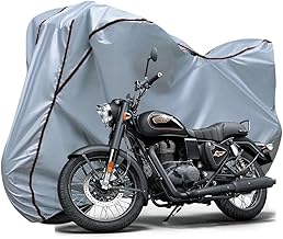 Kerwa Bike Cover for Rain Compatible Protection Bike Body Cover | Full Body Cover with Waterproof Elastic Bottom Motorcycle Cover (Silver with Black)