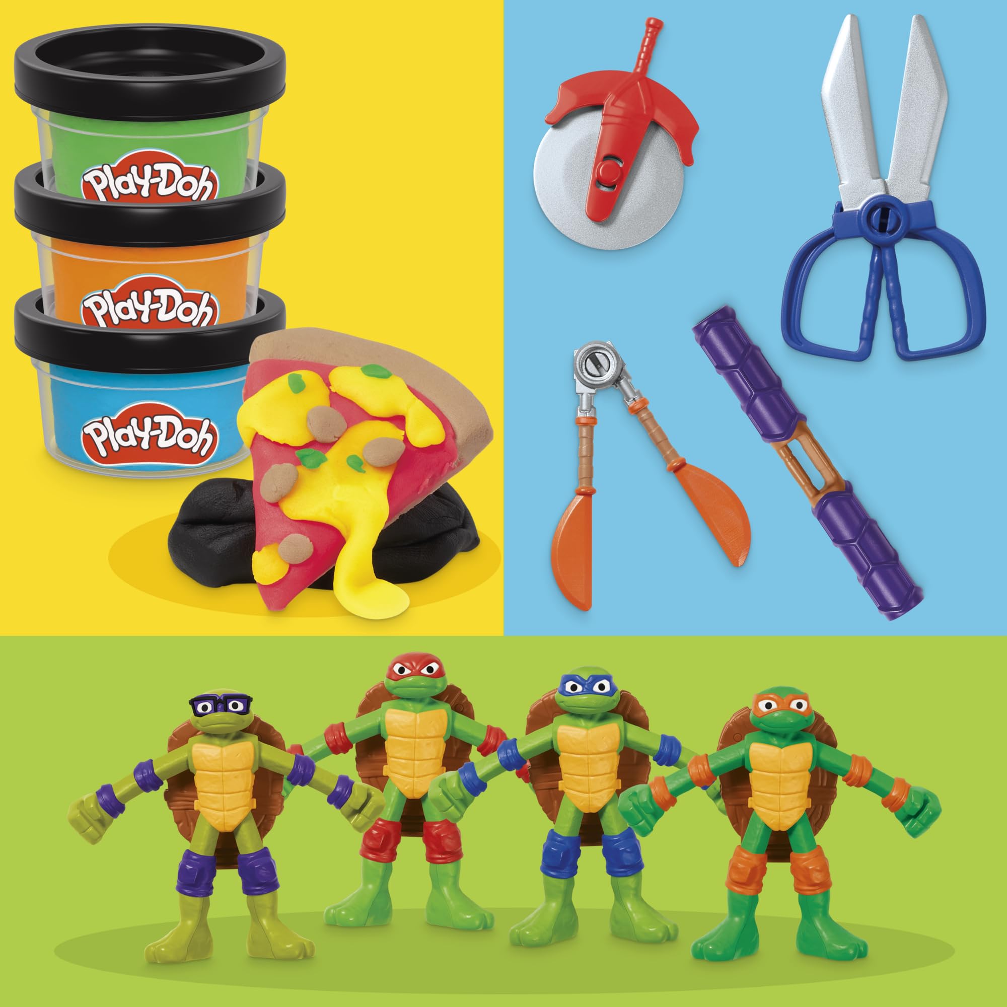 Play-Doh Hasbro, Playset Tartarughe Ninja Cowabunga Creations, Arti e Mestieri Creativi per Bambini e Bambine di 4+ Anni, Idea Regalo, Include 8 Vasetti di Pasta Modellabile e 4 Personaggi