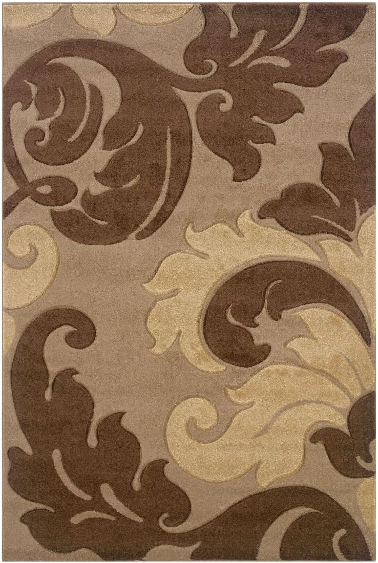 Corfu Tan Transitional Damask Linon Rug (CU08) Home & Kitchen