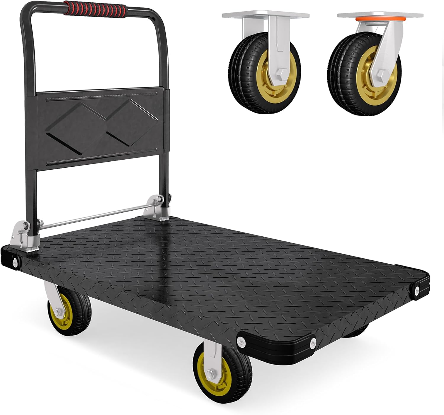 Heavy Duty Platform Truck Cart Foldable Flat Cart Push Cart Dolly Large Platform Cart w/ 5 Swivel Wheels 2000LBS Capacity Moving Hand Dolly for Groceries, Garage, Warehouse (35 L x 22.5 W) Heavy Duty Platform Truck Cart Foldable Flat Cart Push Cart Dolly Large Platform Cart w/ 5 Swivel Wheels 2000LBS Capacity Moving Hand Dolly for Groceries, Garage, Warehouse (35 L x 22.5 W)