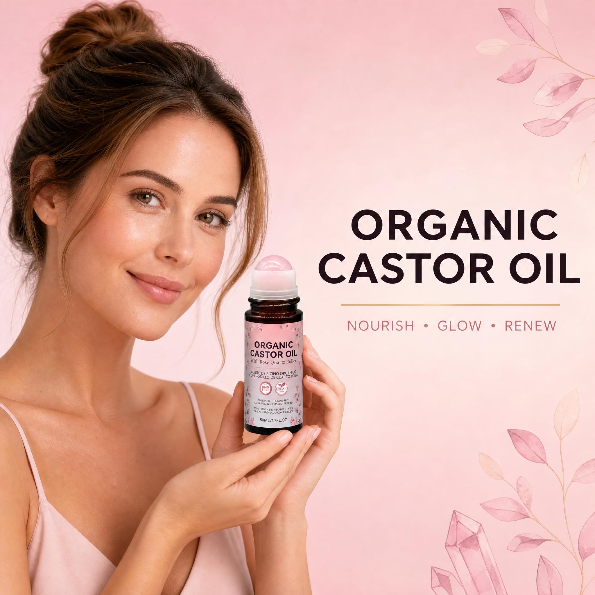 Rose Quartz Roll-On with Organic Hexane-Free Castor Oil