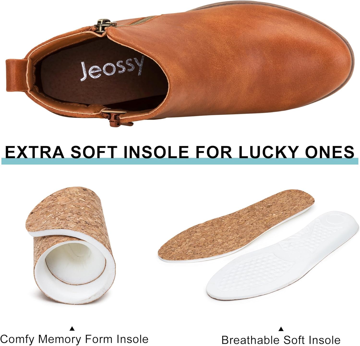 Jeossy Women's 905 Ankle Boots, Classic Low Heeled Short Booties, Casual Comfortable Boots with Wide Widths Available - Image 7