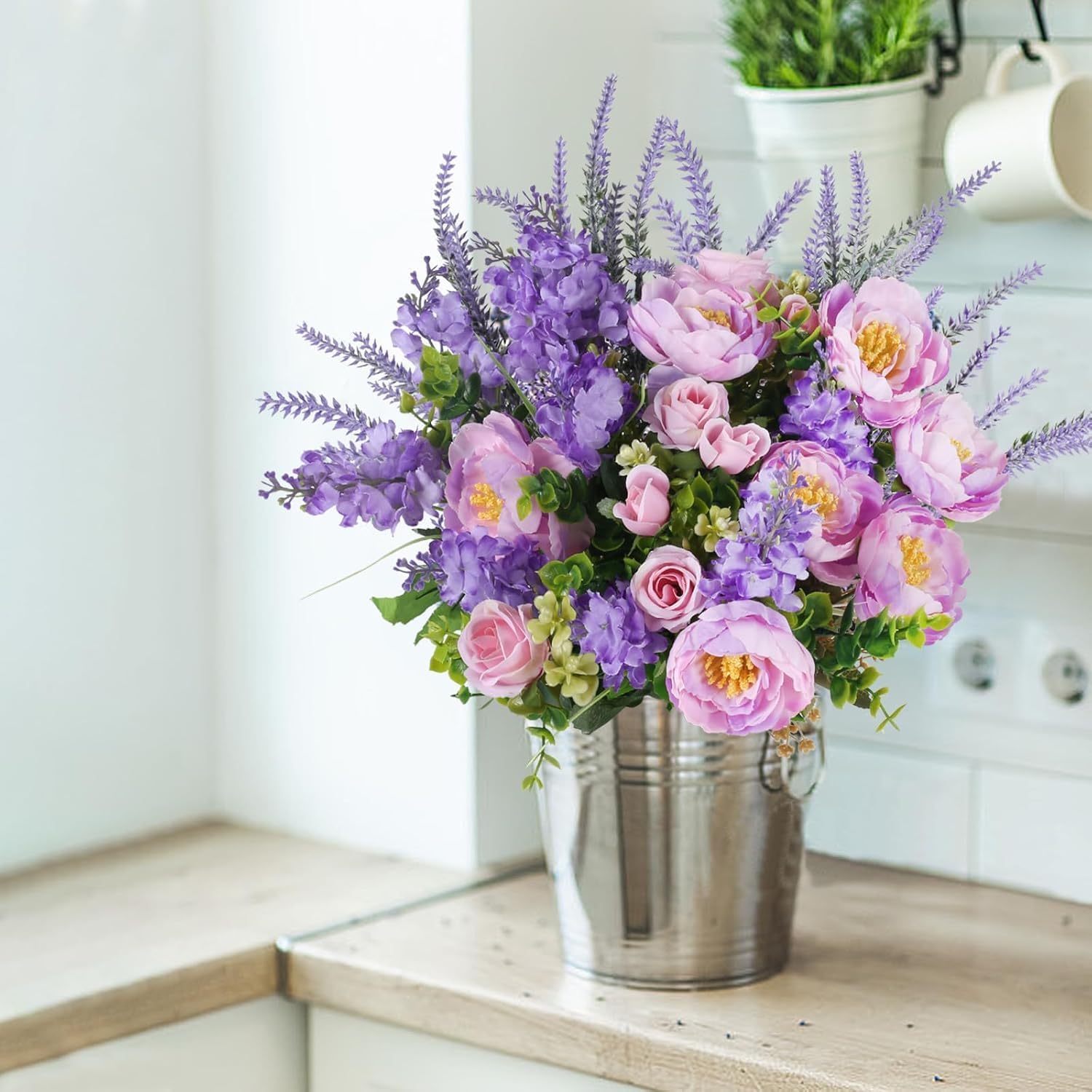 Minnhua 4 stuks boeket voor kunstbloemen voor buiten, kunststof bloemen