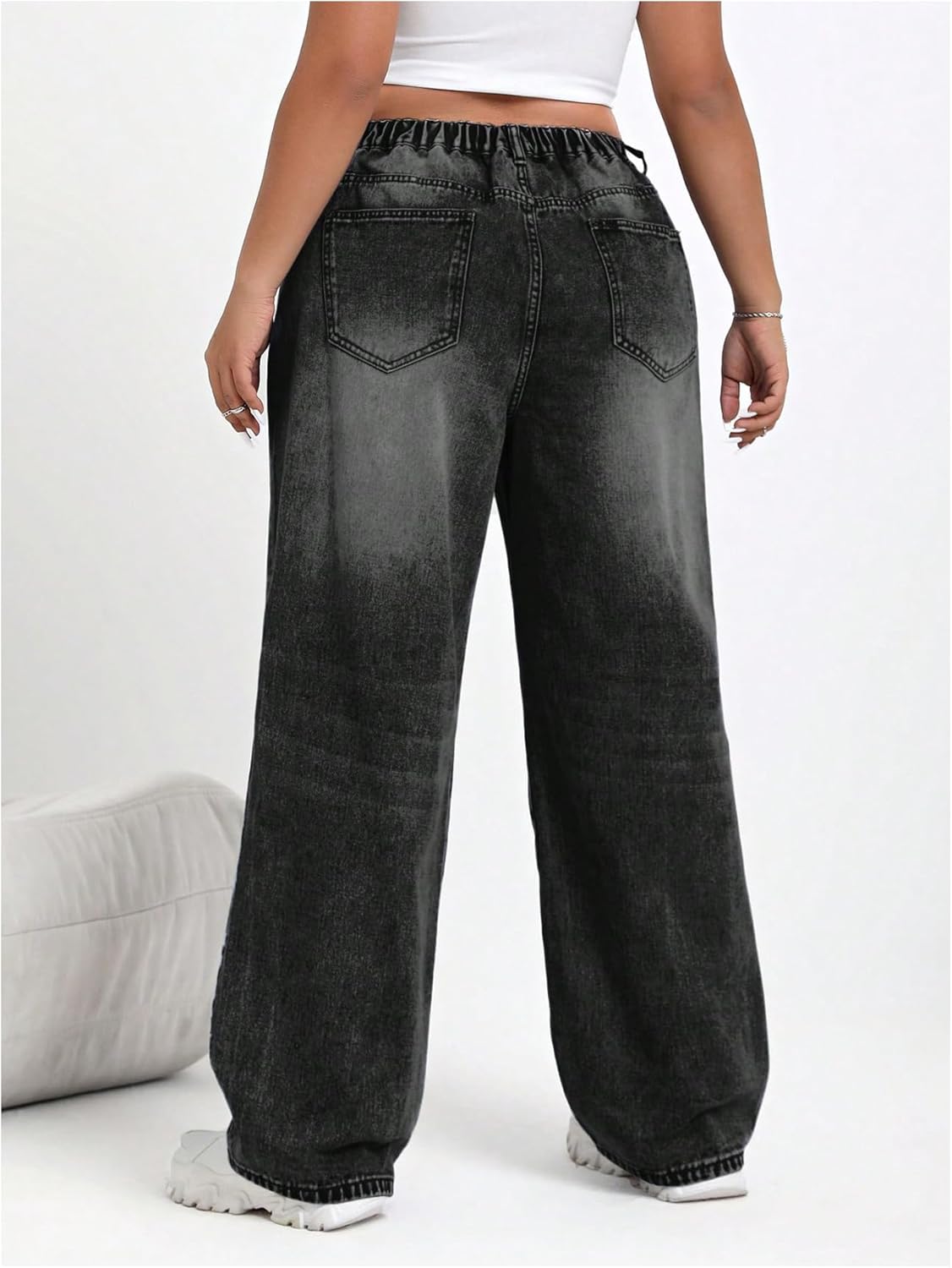 SOLY HUX Women's Plus Size High Waisted Denim Pants Straight Leg Casual Jeans - Image 2