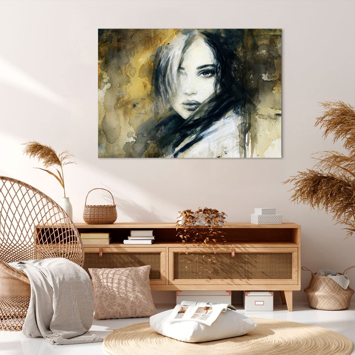 Quadro Su Tela 100x70cm - Stampa Donna Faccia, Decorazione Murale Per Camera, Soggiorno, Cucina - 3