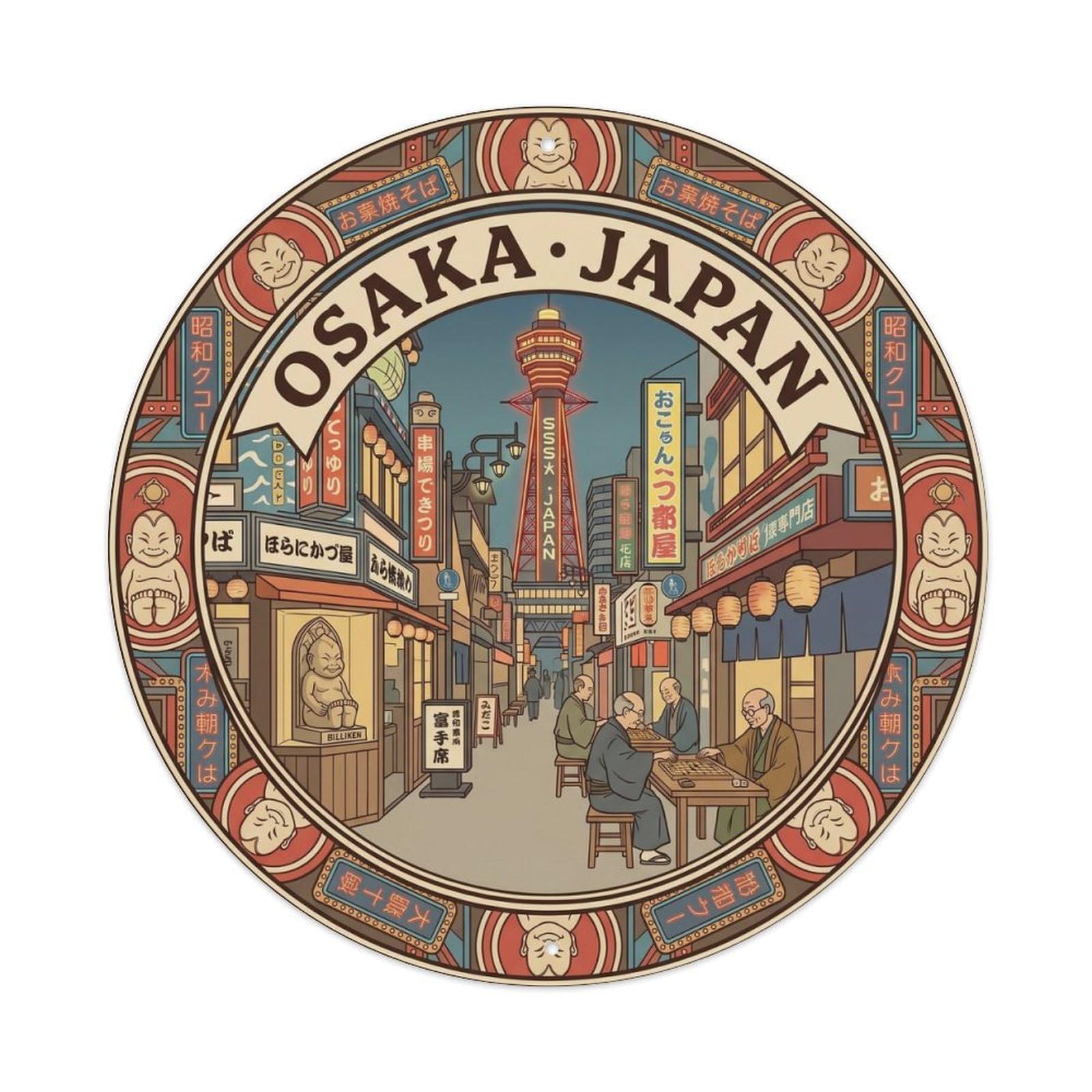 Osaka Shinsekai Jan Yokocho Retro Showa Cultural Travel Metal Tin Sign