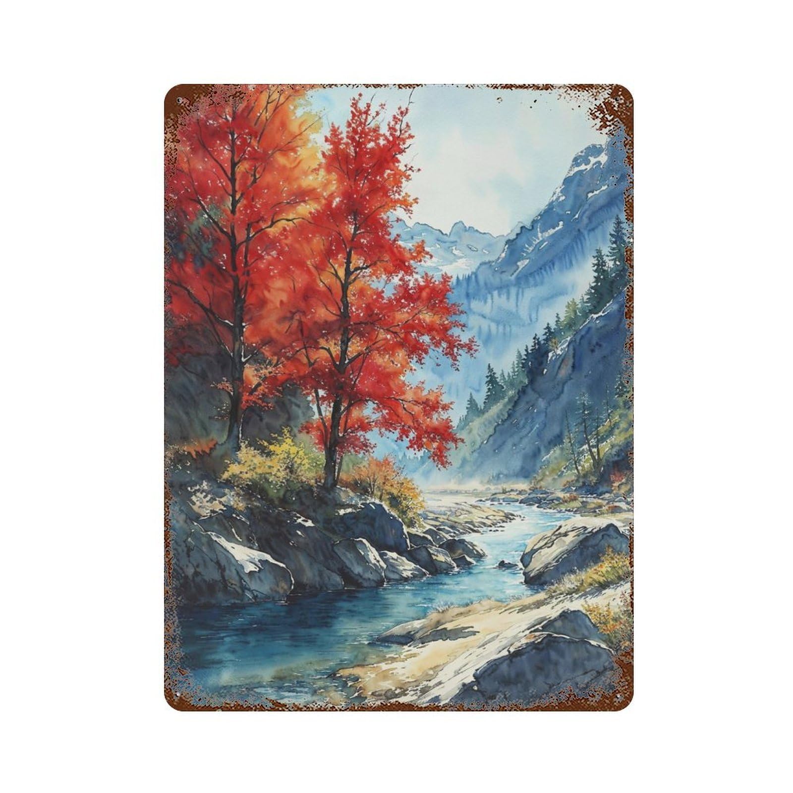 Crimson River Harmony Rusty Metal Tin Sign 15.7"x11.8", Industrial Home Decor for Garage, Pub Or Kitchen