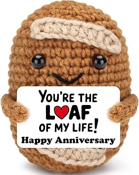Belatelove Funny Birthday Gifts, Handmade Crochet Loafing Bread Decorations for Women Men, Romantic Present for Boyfriend Girlfriend, Funny Wedding for Husband Wife Couples