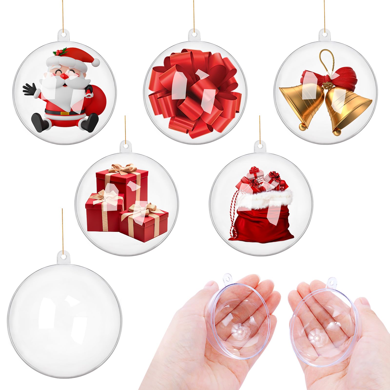 YONTINY 20pcs Christmas Clear Baubles