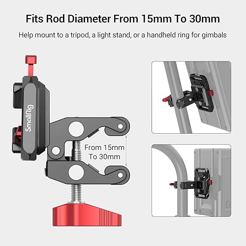 Miniatura 5 de SmallRig Mini placa de batería de montaje en V, placa de batería de montaje en V con abrazadera en forma de cangrejo para fuente de alimentación de