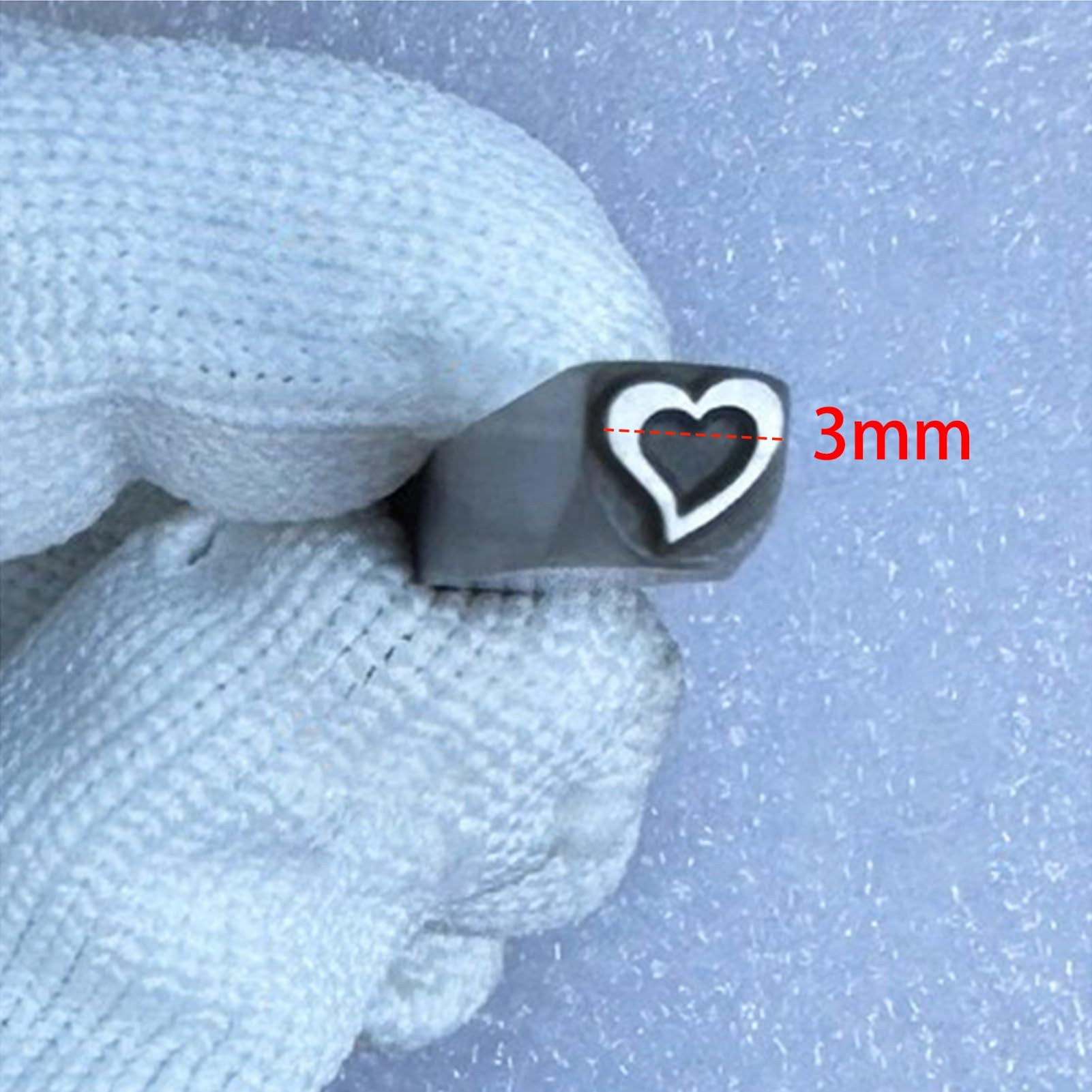 Timbri in Metallo Kit per stampaggio in Acciaio al Carbonio da 10 Pezzi, Motivo a Forma di Cuore da 3 mm/5 mm, Gioielli, Pelle, Legno, Metallo, Sigillo Stampato(3mm)