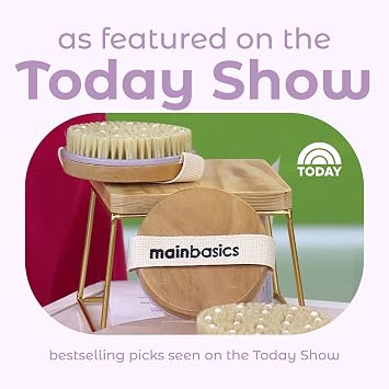 MainBasics Dry Brushing Body Brush | Lymphatic Drainage, Dry Skin, Cellulite, Blood Circulation, Exfoliating Natural Bristles and Massage Nodes