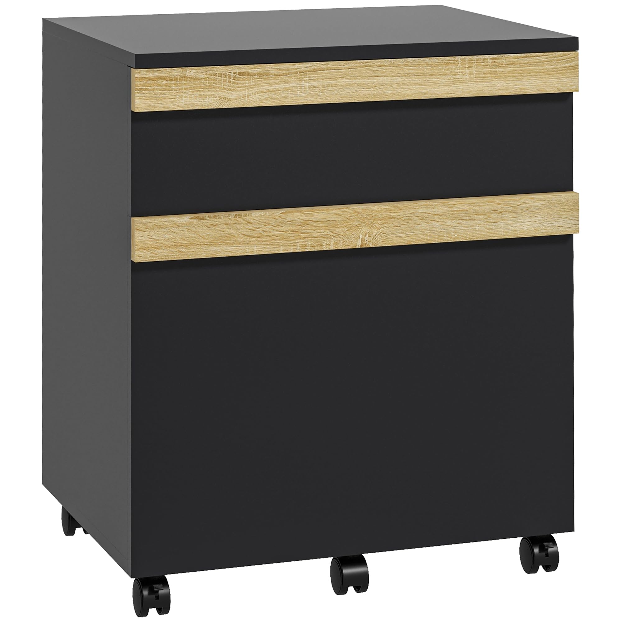Vinsetto Ufficio piedistallo su ruote mobile con 2 cassetti estraibili classificatore 48 x 40 x 59,5 cm nero
