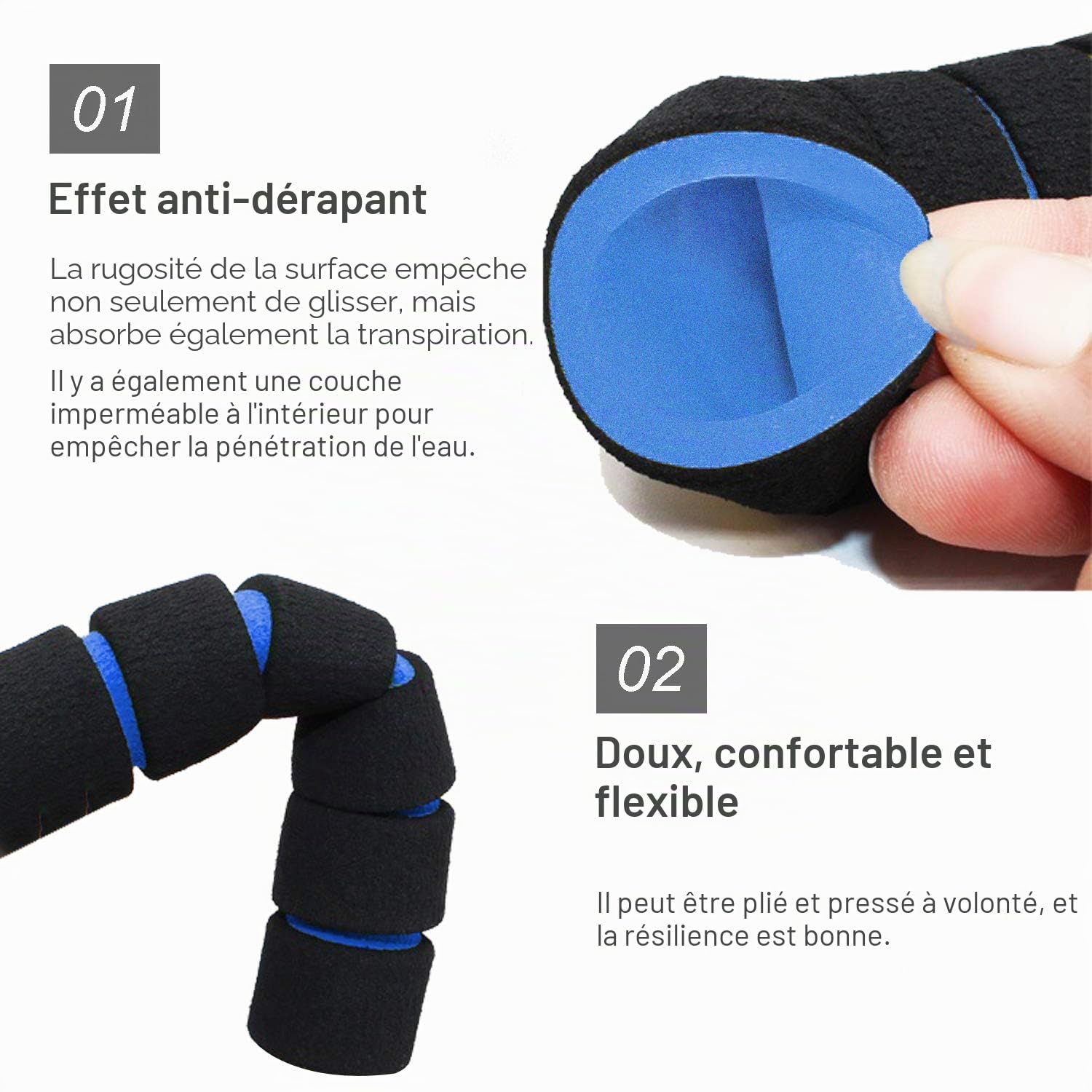 Poignées de Guidon de Vélo, Antidérapante Poignée de Vélo pour Scooter Cruiser Chaise Roulante en Vélo Éponge 1 Paire (Bleu Poignées de Guidon de Vélo, Antidérapante Poignée de Vélo pour Scooter Cruiser Chaise Roulante en Vélo Éponge 1 Paire (Bleu