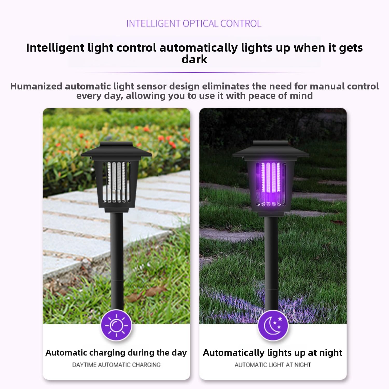 Confezione da 1/2/4 lampade solari antizanzare, copertura UV con pannello solare, IPX6, impermeabile, per esterni, patio, giardino, prato, durata di 8-12 ore (colore nero, confezione da 2)