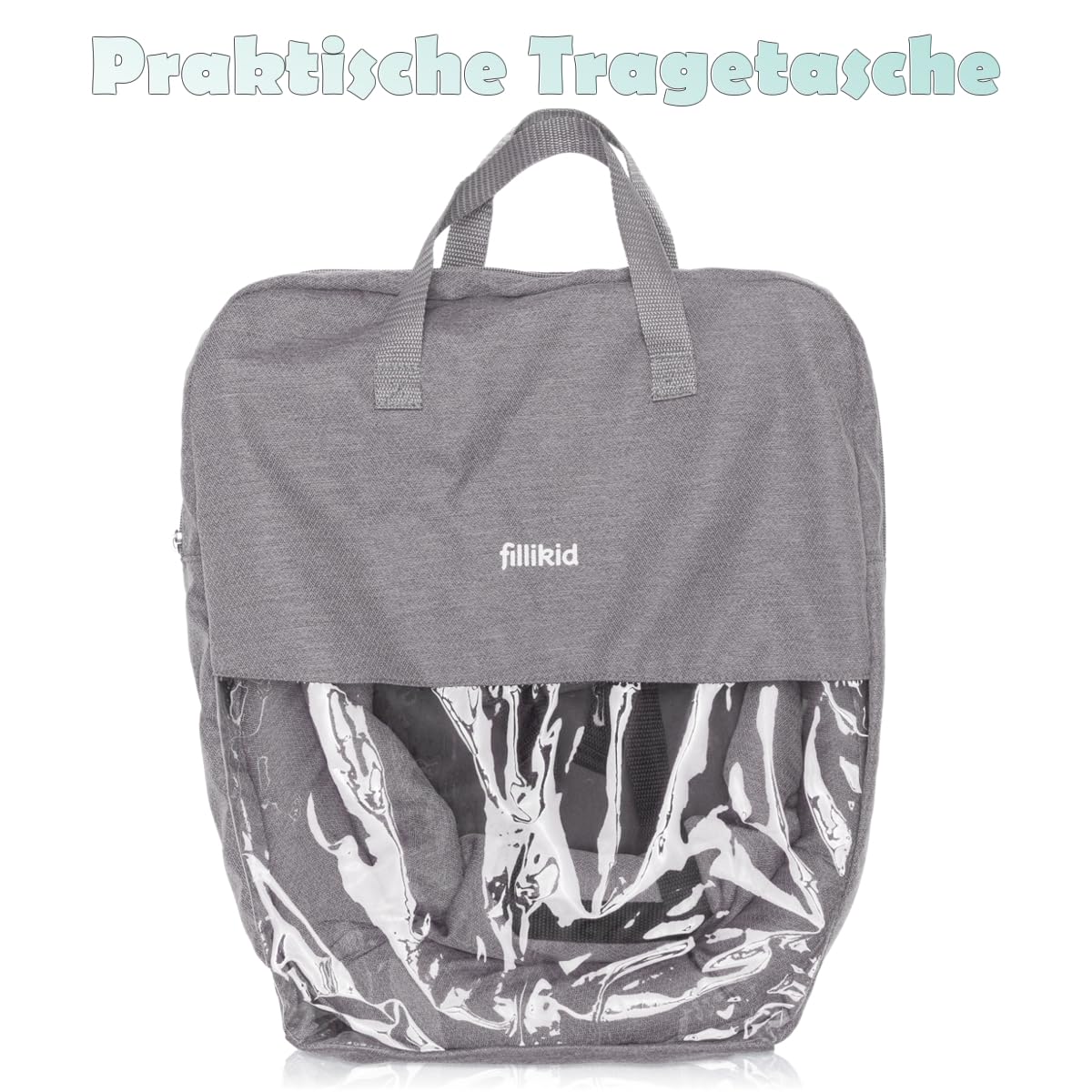 Faltbarer Tischsitz Baby Stuhlsitz mit Transporttasche für Tischplatten bis 8,5 cm praktisch für Zuhause und Unterwegs (Grau)