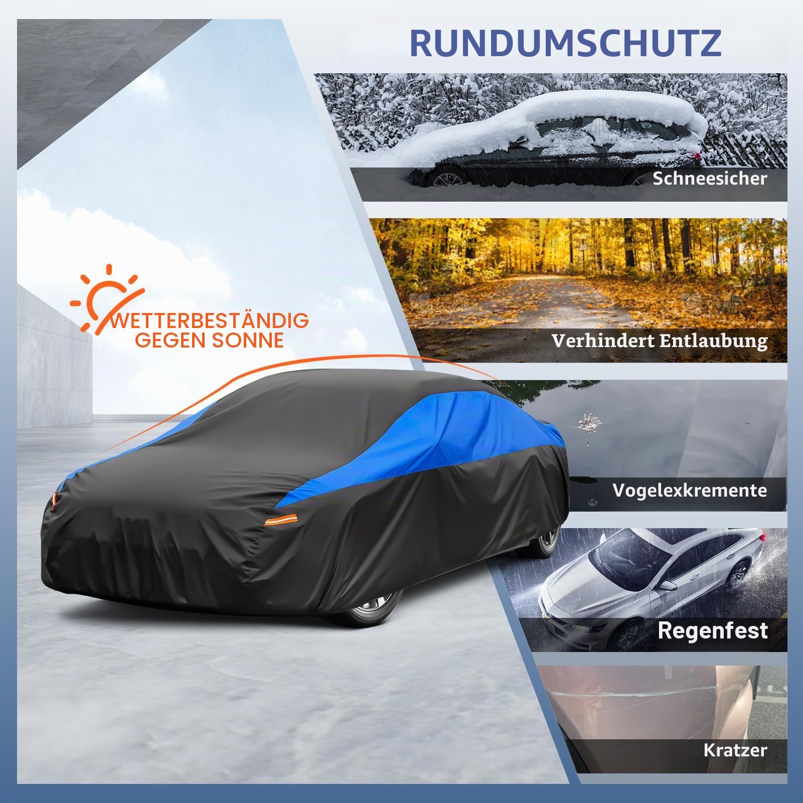 Gunhyi Autoabdeckung Wasserdicht und Atmungsaktiv, Vollgarage Autoplane für Porsche 718, BMW Z4 M2, F Type, VW EOS, Audi TT, Toyota Supra Etc. Schutz Vor Regen, Sonne und Staub. (Bis zu 450 cm) 3M