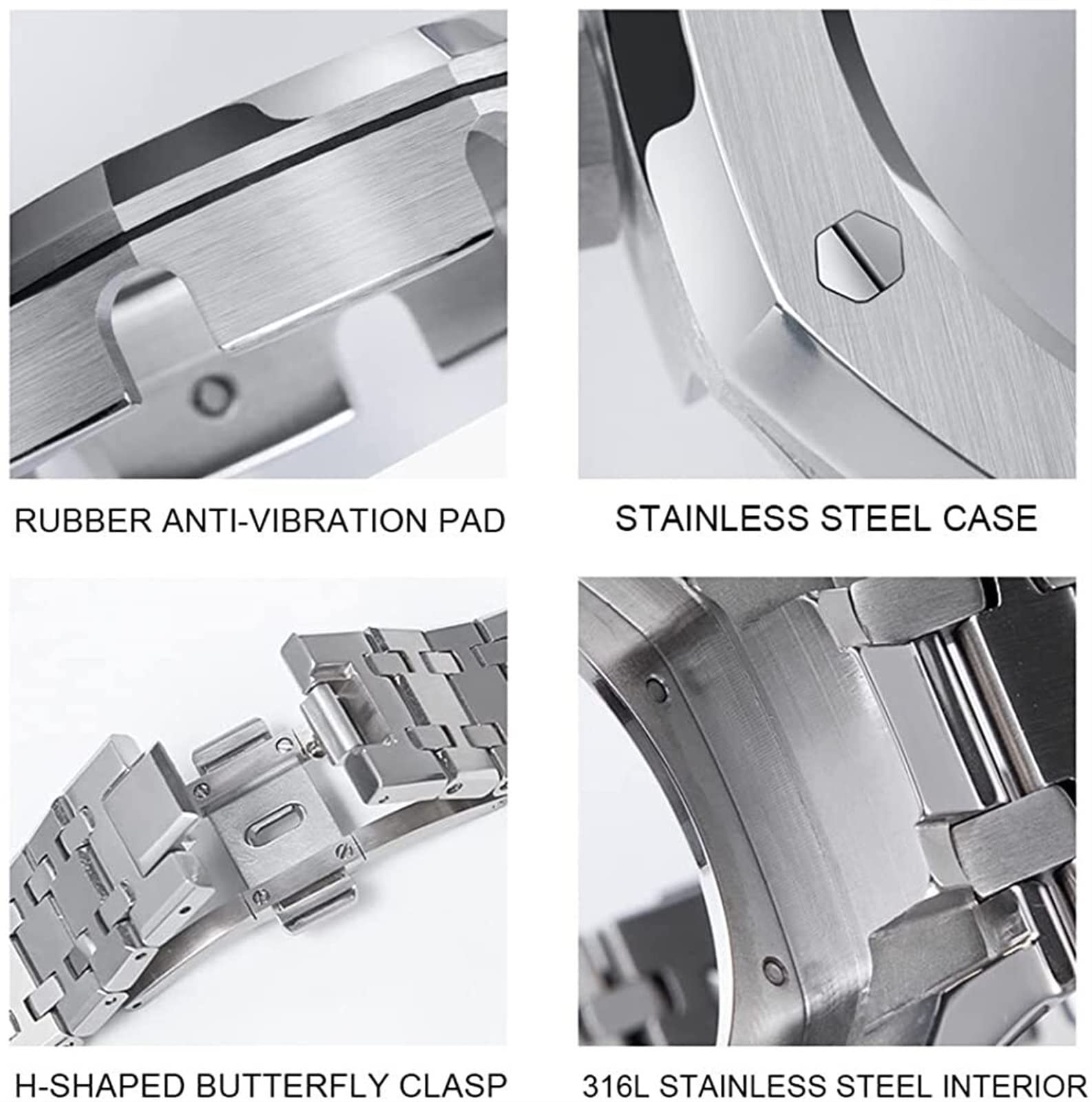 GA2100 - Kit de repuesto para correa de reloj de metal, accesorios de bisel de correa compatibles con relojes GA2100/GA-2110 para hombre