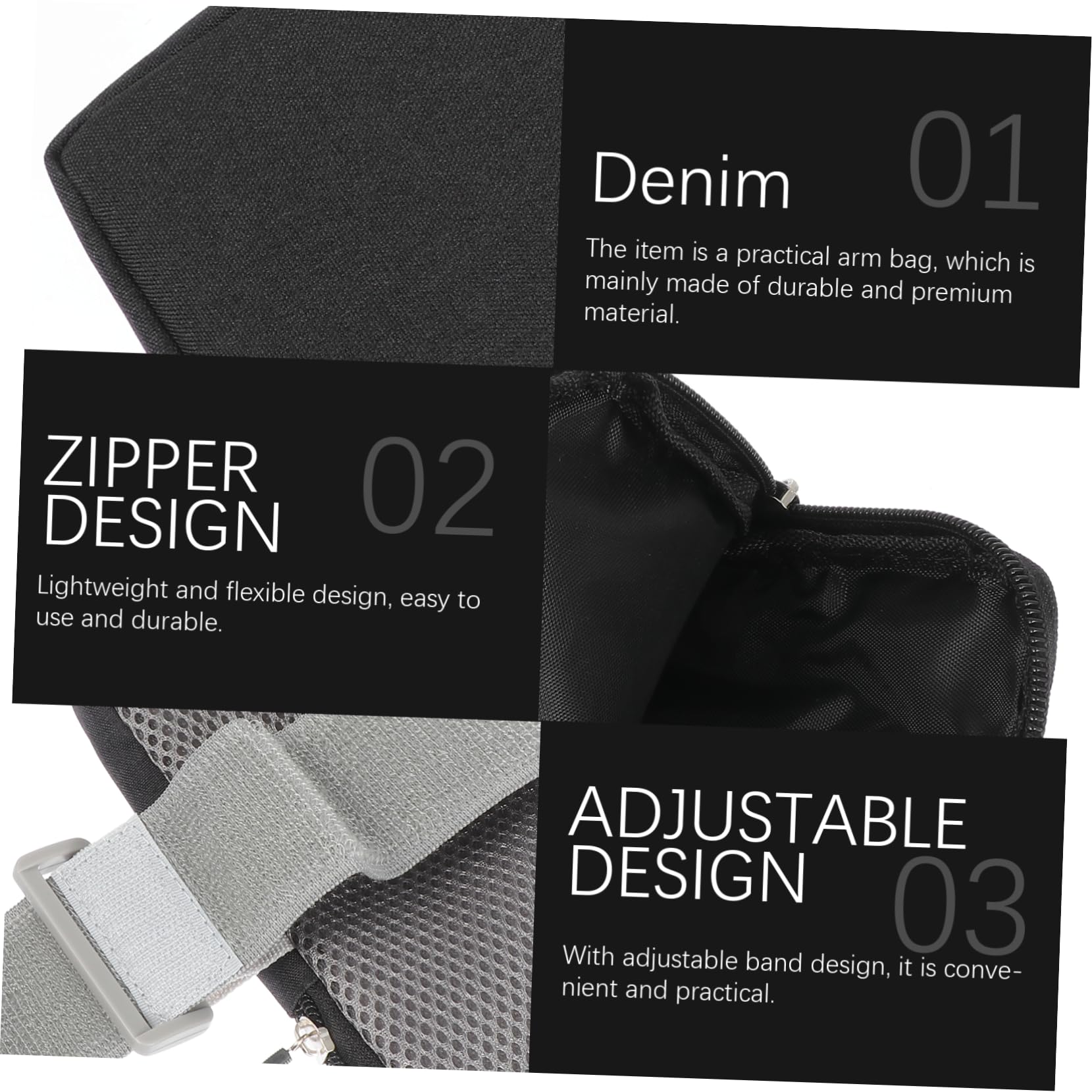 Housoutil 1pc Sports Phone Arm Bag Fabric Arm Band Phone Pouch Armband Cell Phone Holder Running Arm Band Phone Holder for Running Outdoor Sports Arm Bag Keychain Storage Bags Denim