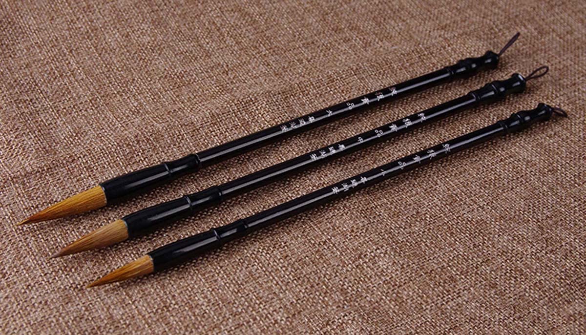 Lot de 7 pinceaux de calligraphie chinoise pour calligraphie et peinture, Kanji japonais (poils de chèvre, poils de loup, cheveux mixtes)