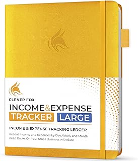 Clever Fox Income & Expense Tracker Large – Accounting & Bookkeeping Ledger Book for Small Business – 2-Year Record Notebook, A4 (Amber Yellow)
