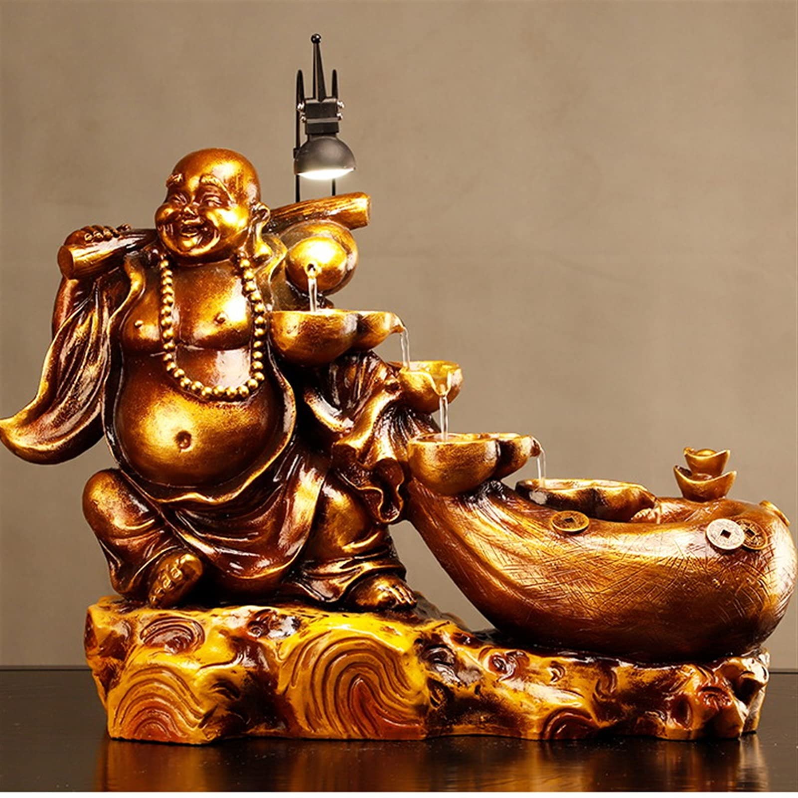 Fontanna stołowa do wnętrz, dekoracyjny wodospad, motyw: Budda, Feng Shui, Zen, do salonu, biura