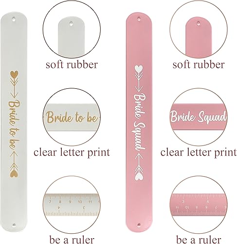 Miniatura 4 de PartyGifts&beyond Pulsera de silicona para despedida de soltera, pulsera de silicona colorida con escala para regalos de dama de honor