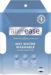 AllerEase Hot Water Washable Breathable Zippered Pillow Protectors - Allergy Dust Mite Barrier, Standard/Queen 2-Pack White