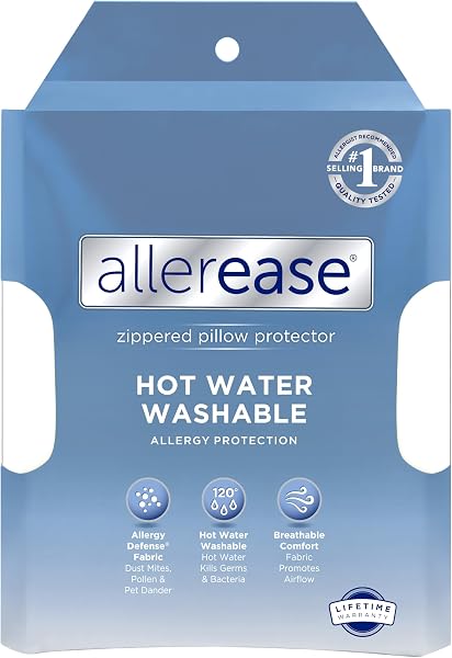 AllerEase Breathable Pillow Protector 2 Pack, Advanced Allergy Protection