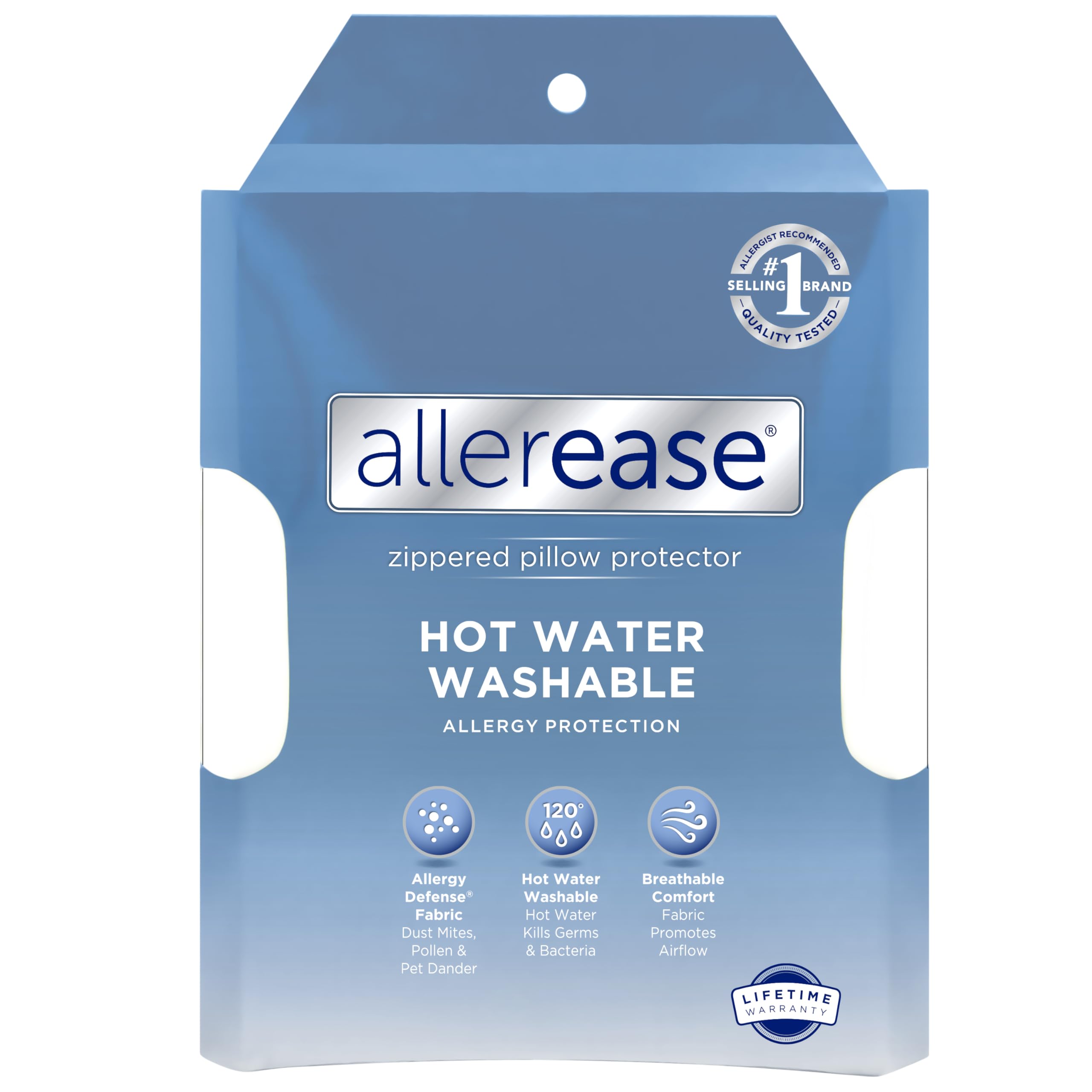 Aller-Ease Hot Water Washable Zippered Pillow Protector, 2-Pack
