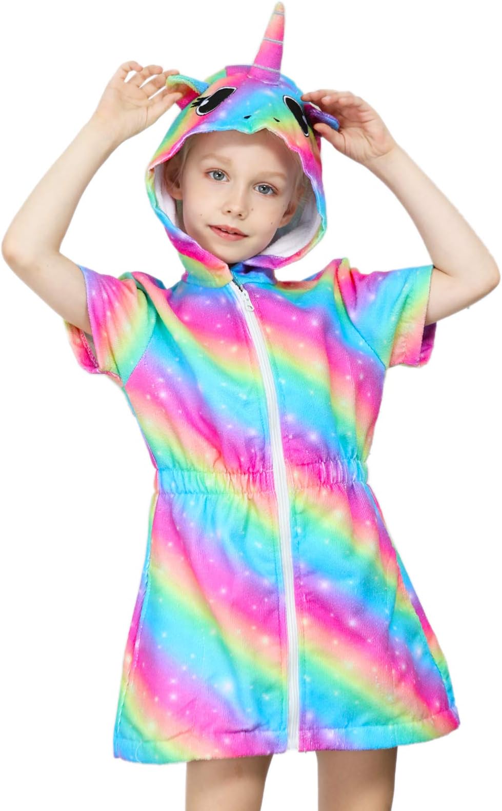 Cover Up for Girls Terry Swim Cover Ups Hooded Terry Kids Cover Up Bathing Suit Beach Dress 4-9Years
