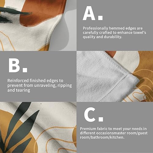 Miniatura 5 de Giwawa Juego de 2 toallas de mano bohemias amarillas de cara abstracta de mediados de siglo, toallas de baño de secado rápido para el hogar, baño,