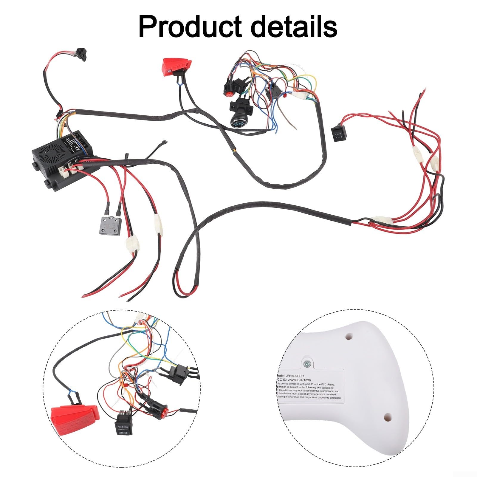 24V Wiring Harness Kit for Ride-On Cars 2.4G Remote Thick Wire Harness Kit 12V-24V for Toy Car Upgrade DIY Wiring Harness for 2WD 4Wd Electric Kids Cars 40A High Power Harness Kit with Controller 24V