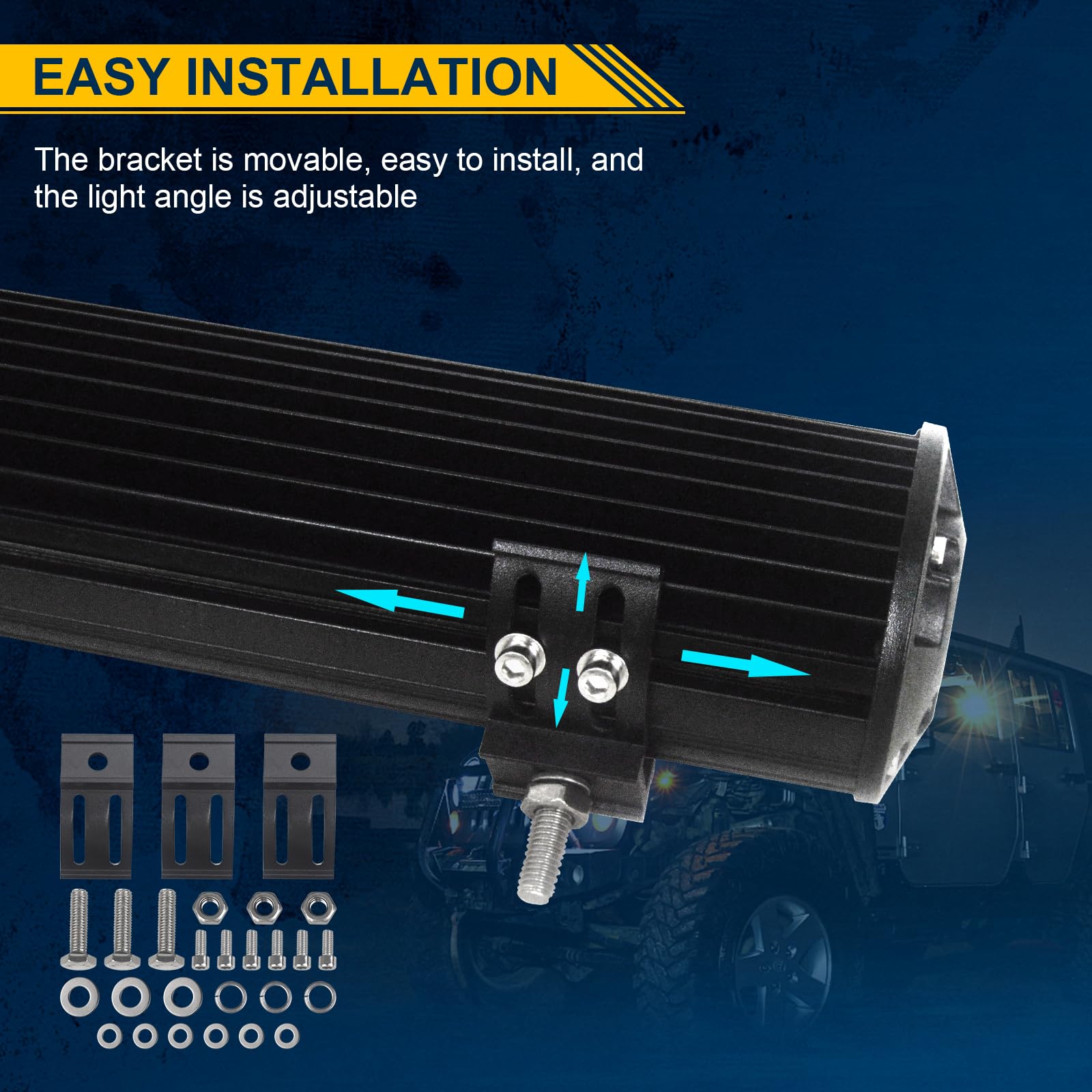 Willpower Reflektor roboczy LED, 26", 66 cm, 540 W, 12 V, 24 V, IP67, wodoszczelny, do samochodów offroad, traktorów, dodatkowy reflektor cofania, światło