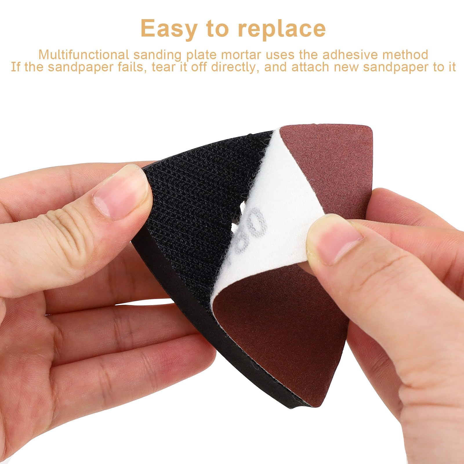 0XBIT Almohadilla de Lijado Triangular, 4 Piezas de Almohadilla de Lijado Delta de 80 MM, con 8 Hojas de Lijas para Lijadora, Adecuadas para Madera, Metal, PláStico Duro, Yeso