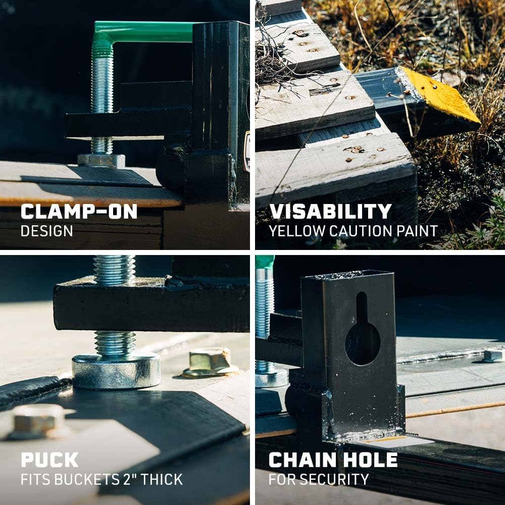 Titan Attachments Medium-Duty 60" Clamp-on Pallet Forks with Adjustable Stabilizer Bar, 46" x 4" Fork Length, Rated 4,000 LB, Easy to Install on Loader or Skid Steer Bucket