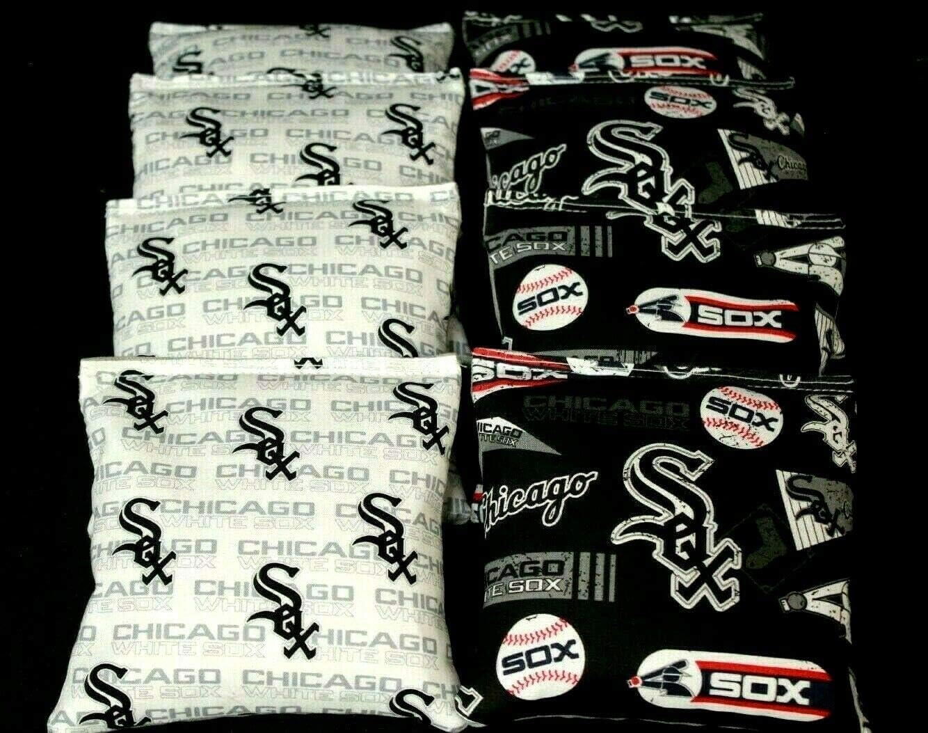 BackYardGamesUSA Cornhole Bean Bags ACA Regulation Black & White Chicago Baseball