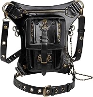 Vista 1 de Qianmome Gothic Steampunk - Riñonera de piel para viaje, bolso de viaje, bolso de pierna, bolso de hombro unisex, M