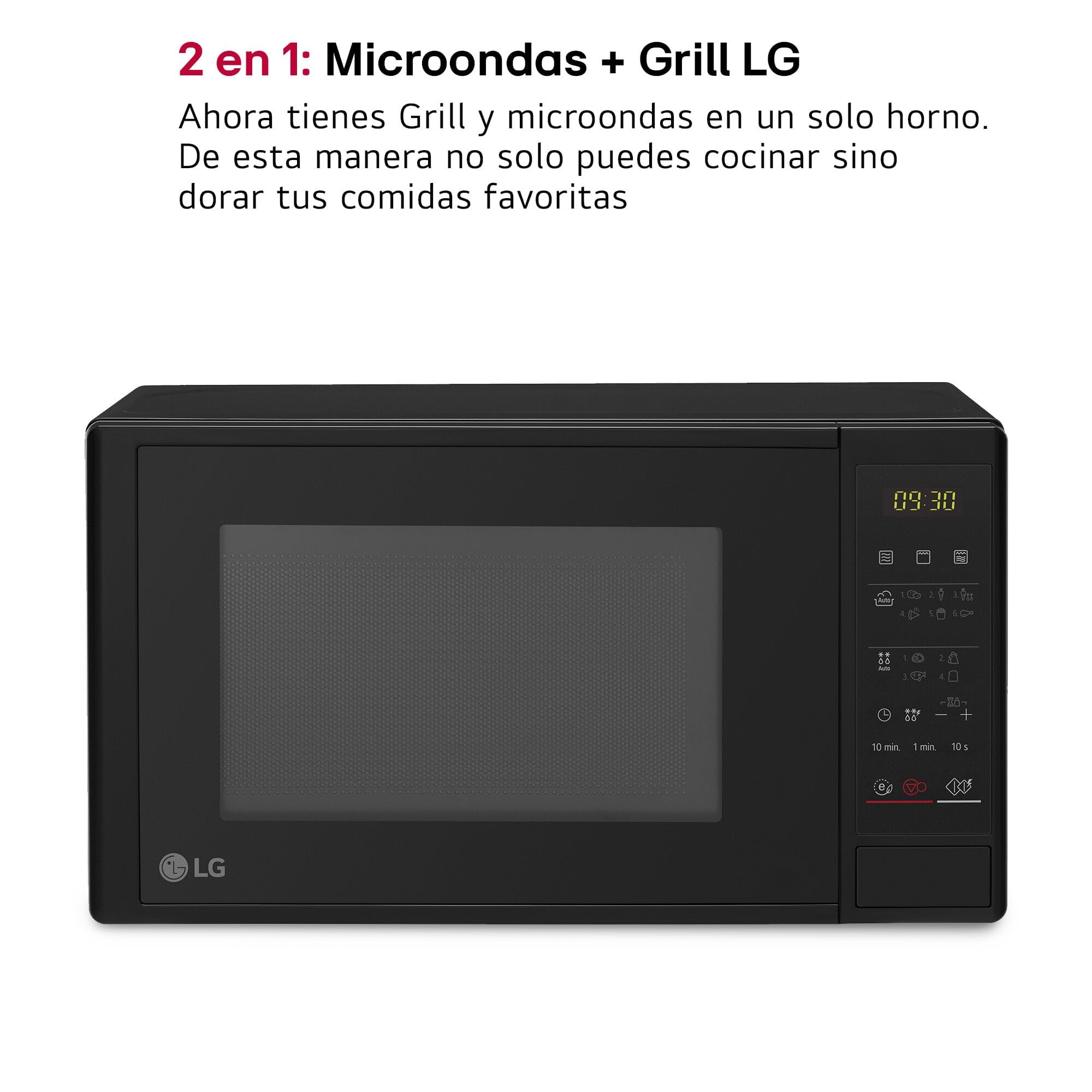 LG MH6042D - Microondas con Grill y Display Digital, Capacidad de 20 litros, 700W, 5 Niveles de Potencia, Easy Clean, Grill de Cuarzo Color Negro