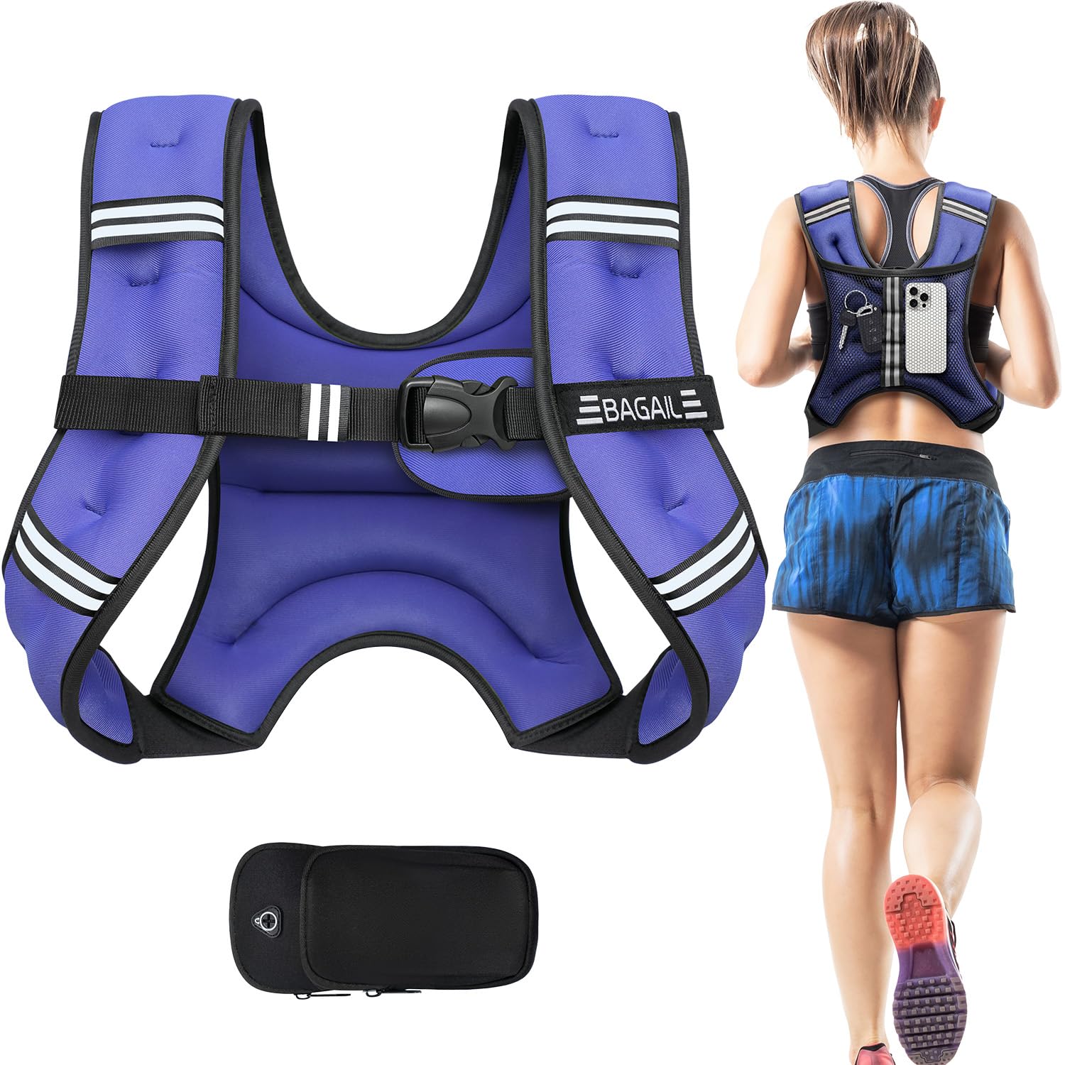 BAGAIL Chaleco Lastrado para Entrenamiento de Fuerza, Talla de Busto Ajustable, Bolsillo Práctico, Ideal para Entrenamientos en Gimnasio, Yoga y Ejercicios Aeróbicos